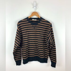 Everlane Brown and Black Striped Sweater Organic Cotton and Wool Blend Size M